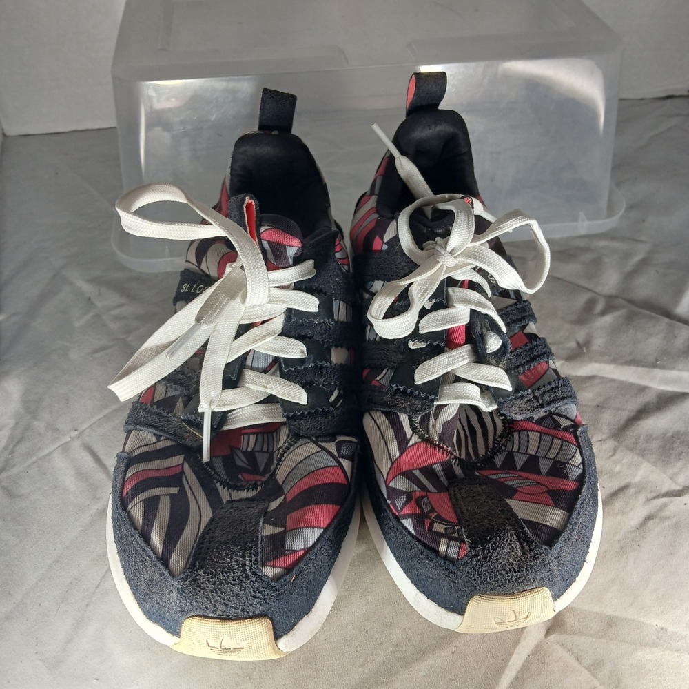Adidas SL Loop Runner Womens 7.5 Black Pink Geometric Print Sneakers C75347 - Picture 3 of 9